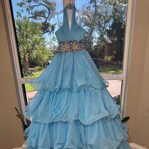 Light Blue Formal Pageant Gown